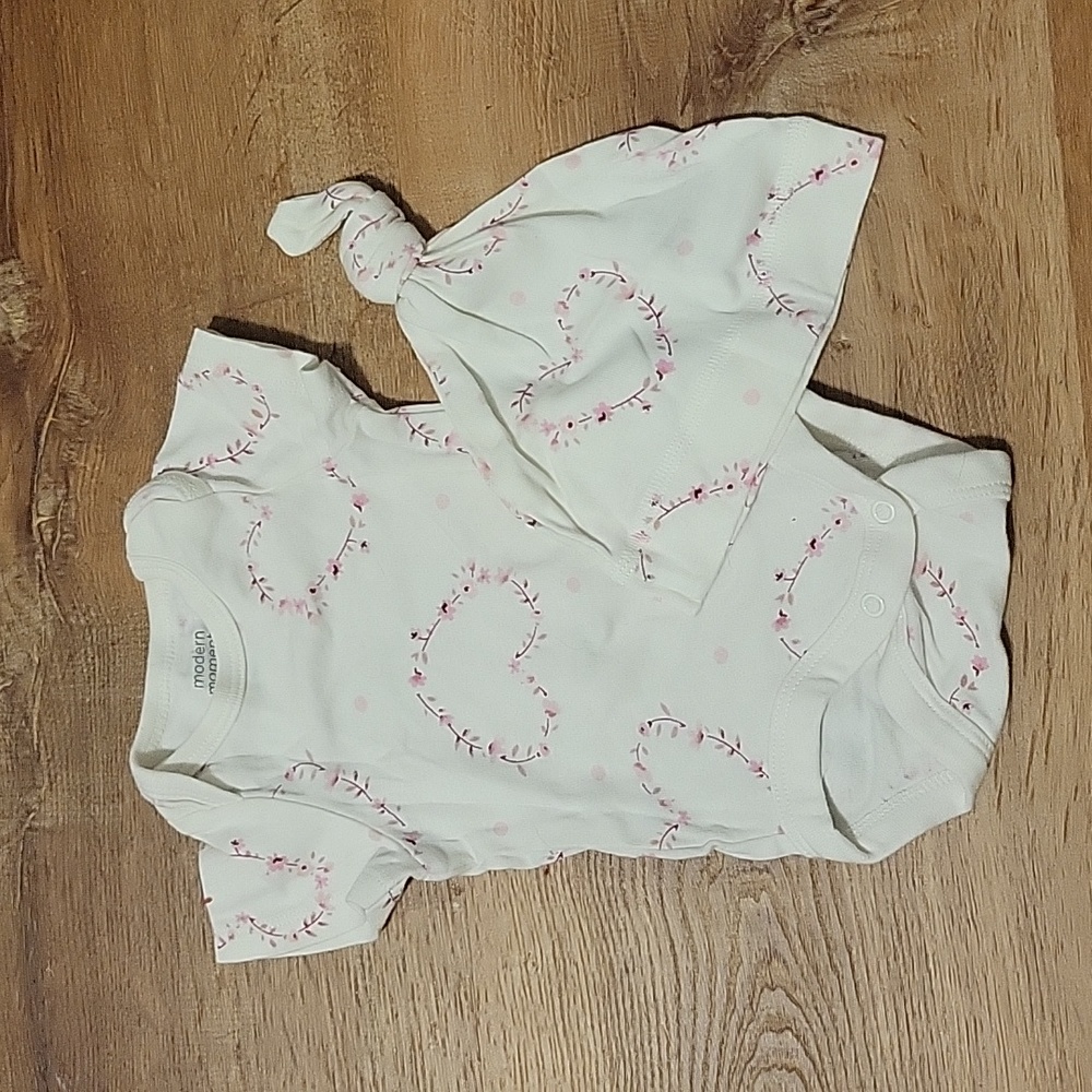 Newborn floral onesie and hat bundle